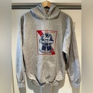 Vintage Pabst Blue Ribbon Gray Hooded Sweatshirt Size Men’s Medium